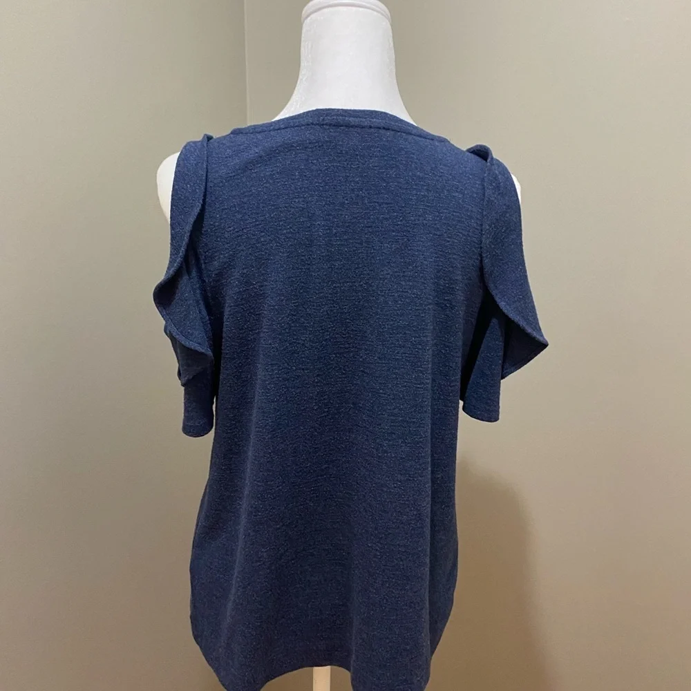 LOFT Deep Blue Ruffle Tank Top - Picture 3 of 4